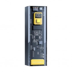 Universal 22.5W PD 30000 mAh Transparan Led Göstergeli Powerbank (Siyah)