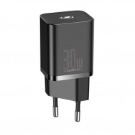 Baseus Super Si 1C 30W PD Type-C Hızlı Şarj Adaptörü - İPhone 15-14-13-12-11 Hızlı Şarj (Siyah)