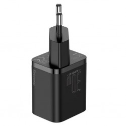 Baseus Super Si 1C 30W PD Type-C Hızlı Şarj Adaptörü - İPhone 15-14-13-12-11 Hızlı Şarj (Siyah)