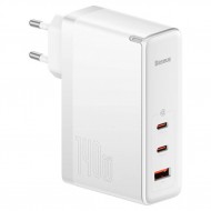 Baseus GaN5 Pro 140W Fast Charger 2 Type-C+1 USB PD Ultra Hızlı Şarj Aleti+Baseus Şarj Kablosu (Beyaz)