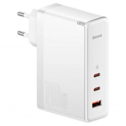 Baseus GaN5 Pro 140W Fast Charger 2 Type-C+1 USB PD Ultra Hızlı Şarj Aleti+Baseus Şarj Kablosu (Beyaz)