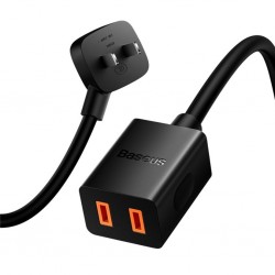 BASEUS PowerCombo Mini Power Strip 1AC, 1,0 m Güç Kablosu /EU + UK Fiş Adaptörleri Dahil (Siyah)