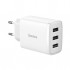 Baseus Kompakt 3 USB Portlu 17W Hızlı Şarj Başlığı Adaptörü (Beyaz)