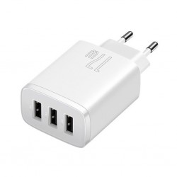 Baseus Kompakt 3 USB Portlu 17W Hızlı Şarj Başlığı Adaptörü (Beyaz)