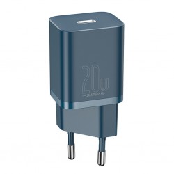 Baseus Super Si 20W PD Type-C Hızlı Şarj Adaptörü 20W İPhone 15-14-13- 12-11 Hızlı Şarj (Mavi)