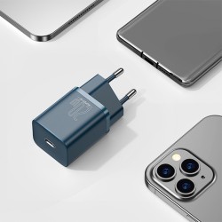 Baseus Super Si 20W PD Type-C Hızlı Şarj Adaptörü 20W İPhone 15-14-13- 12-11 Hızlı Şarj (Mavi)