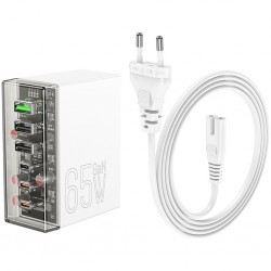 Hoco N36 PD65W Type-C + USB-A 6 Girişli Masaüstü Şarj İstasyonu (Beyaz)