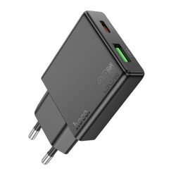 Hoco N38 Delgado PD20W + QC3.0 Hızlı Şarj Adaptörü (Siyah)