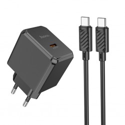 HOCO CS15A 30W Type-C Şarj Aleti + Type-C to iPhone Lightning Kablo Seti (Siyah)