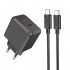 HOCO CS15A 30W Type-C Şarj Aleti + Type-C to iPhone Lightning Kablo Seti (Siyah)