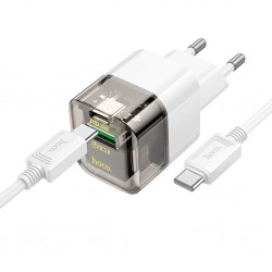HOCO C131A Platinum PD30W+QC3.0 Girişli Hızlı Şarj Başlığı Ve Type-C To Type-C Kablo (Siyah)