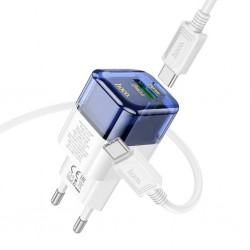 HOCO C131A Platinum PD30W+QC3.0 Girişli Hızlı Şarj Başlığı Ve Type-C To Type-C Kablo (Mavi)