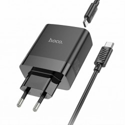 HOCO C127A PD45W(1C3A) Hızlı Şarj Aleti + Type-C to Type-C Kablo Seti (Siyah)