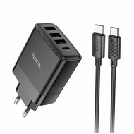 HOCO C127A PD45W(1C3A) Hızlı Şarj Aleti + Type-C to Type-C Kablo Seti (Siyah)