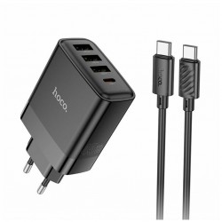 HOCO C127A PD45W(1C3A) Hızlı Şarj Aleti + Type-C to Type-C Kablo Seti (Siyah)