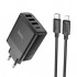 HOCO C127A PD45W(1C3A) Hızlı Şarj Aleti + Type-C to iPhone Lightning Kablo Seti (Siyah)