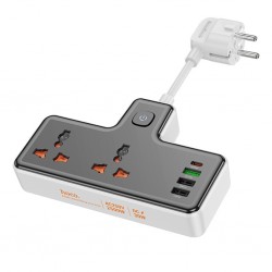 HOCO AC12A 2500W 2 Priz + 3 USB + 30W Type-C Multifonksiyonel Priz Çoğaltıcı Şarj Aleti (Siyah)