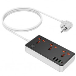 HOCO AC8A 2500W 3 Priz + 3 USB + 30W Type-C Multifonksiyonel Priz Çoğaltıcı Şarj Aleti (Siyah)