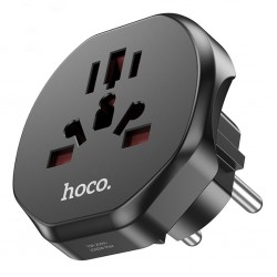 Hoco AC6 Travel Power Universal Seyahat Şarj Adaptörü EU (Siyah)