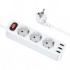 HOCO NS2 3'lü Priz 3 USB 4000W 1.8 Metre Şarj Uzatma Kablosu Akım Korumalı (Beyaz)
