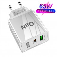 ALLY 65W GaN Type-C + USB QC3.0 PD Hızlı Şarj Adaptörü Şarj Başlığı (Beyaz)