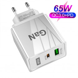 ALLY 65W GaN Type-C + USB QC3.0 PD Hızlı Şarj Adaptörü Şarj Başlığı (Beyaz)