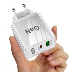 ALLY 65W GaN Type-C + USB QC3.0 PD Hızlı Şarj Adaptörü Şarj Başlığı (Beyaz)