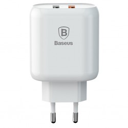 Baseus Bojure Series Dual-USB QC 3.0 18W Hızlı Şarj Aleti Başlık (Beyaz)