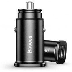 Baseus Square Metal 30W QC3.0 Dual Hızlı Araç Şarjı (Siyah)