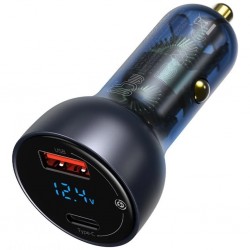 Baseus Particular Digital Display 65W QC+PPS Dual Dijital Göstergeli Hızlı Araç Şarj Cihazı (Siyah)