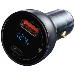 Baseus Particular Digital Display 65W QC+PPS Dual Dijital Göstergeli Hızlı Araç Şarj Cihazı (Siyah)