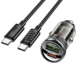 Hoco Z53A 30 W Type-C Kablolu Hızlı Araç Şarj Aleti (Siyah)