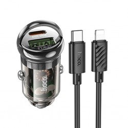 Hoco Z53A 30 W Type-C to Lightning Kablolu Hızlı Araç Şarj Aleti (Siyah)