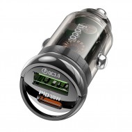 HOCO Z53A Vision PD30W Type-C + USB QC3.0 Girişli Araç Çakmaklık Hızlı Şarj Aleti (Siyah)
