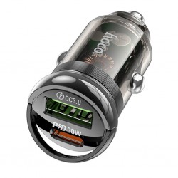 HOCO Z53A Vision PD30W Type-C + USB QC3.0 Girişli Araç Çakmaklık Hızlı Şarj Aleti (Siyah)