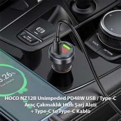 Hoco NZ12B Unimpeded 48 W Type-C Kablolu Hızlı Araç Şarj Aleti (Siyah)