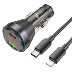 HOCO NZ12B Unimpeded PD48W Type-C to Lightning Hızlı Araç Şarj Aleti (Siyah)