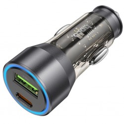 HOCO NZ12A Action PD43W USB + Type-C Hızlı Şarj Araç Çakmaklı Şarj Aleti (Siyah)
