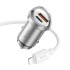 HOCO NZ10 PD45W+QC3.0 USB + Type-C Araç Çakmaklık Hızlı Şarj Aleti+ İPhone Kablo (Gümüş)