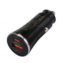 48W USB + Type-C Çıkışlı Araç İçi Çakmaklık Hızlı Şarj Başlığı (Siyah)
