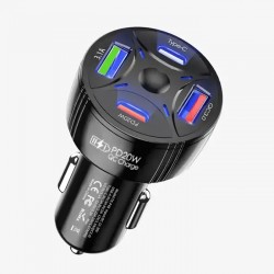 P48 4 in 1 PD20W + QC3.0 Araç İçi Çakmaklık Hızlı Şarj Başlığı (Siyah)