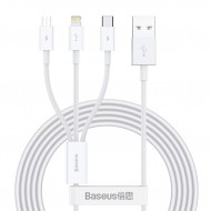 Baseus Superior Series Micro+Lightning+Type-C Üçlü Hızlı Şarj Veri Kablosu 3.5A 1.5M (Beyaz)