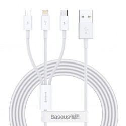 Baseus Superior Series Micro+Lightning+Type-C Üçlü Hızlı Şarj Veri Kablosu 3.5A 1.5M (Beyaz)