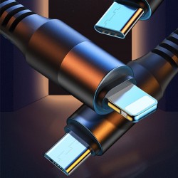WEKOME 3WDC-125 3in1 Type-C+İPhone+Micro Usb Şarj Kablsu 120CM (Siyah)