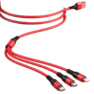 WEKOME 3WDC-125 3in1 Type-C+İPhone+Micro Usb Şarj Kablsu 120CM (Kırmızı)
