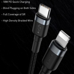 Baseus Cafule Series Type-C To İPhone PD18W Hızlı Şarj Kablosu 1 Metre (Siyah)