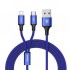 Baseus Rapid Series 2in1 İphone+ Micro Usb 3.0A Usb Kablo Şarj 120cm (Mavi)