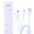 Usb-Type-C, Micro Usb & Lightning 3in1 Usb Kablo (Beyaz)