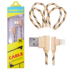 iPhone Lightning L Tipi Yan Halat Usb Kablo 1 Metre (Gold)