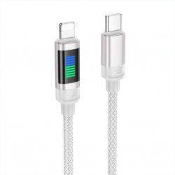 HOCO U126 Lantern 100W Type-C to iPhone Lightning Hızlı Data ve Şarj Kablosu (Gri)